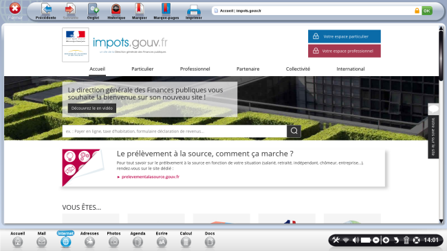 Page d'accueil du site www.impots.gouv.fr.