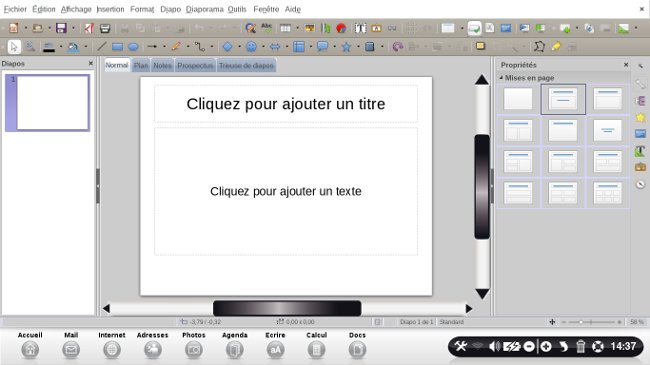 page accueil libre office impress
