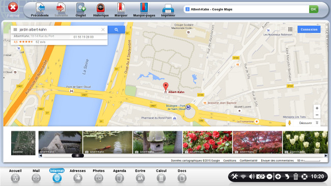 Google Map avec images jardins Albert Khan
