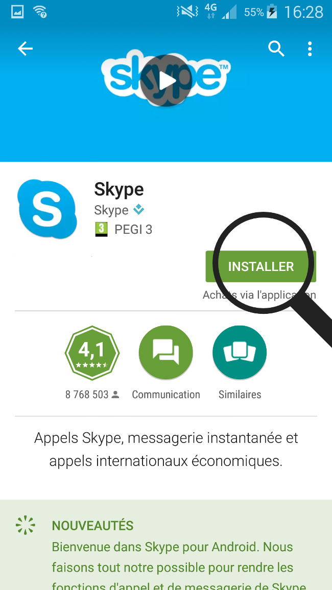 installer skype sur smartphone