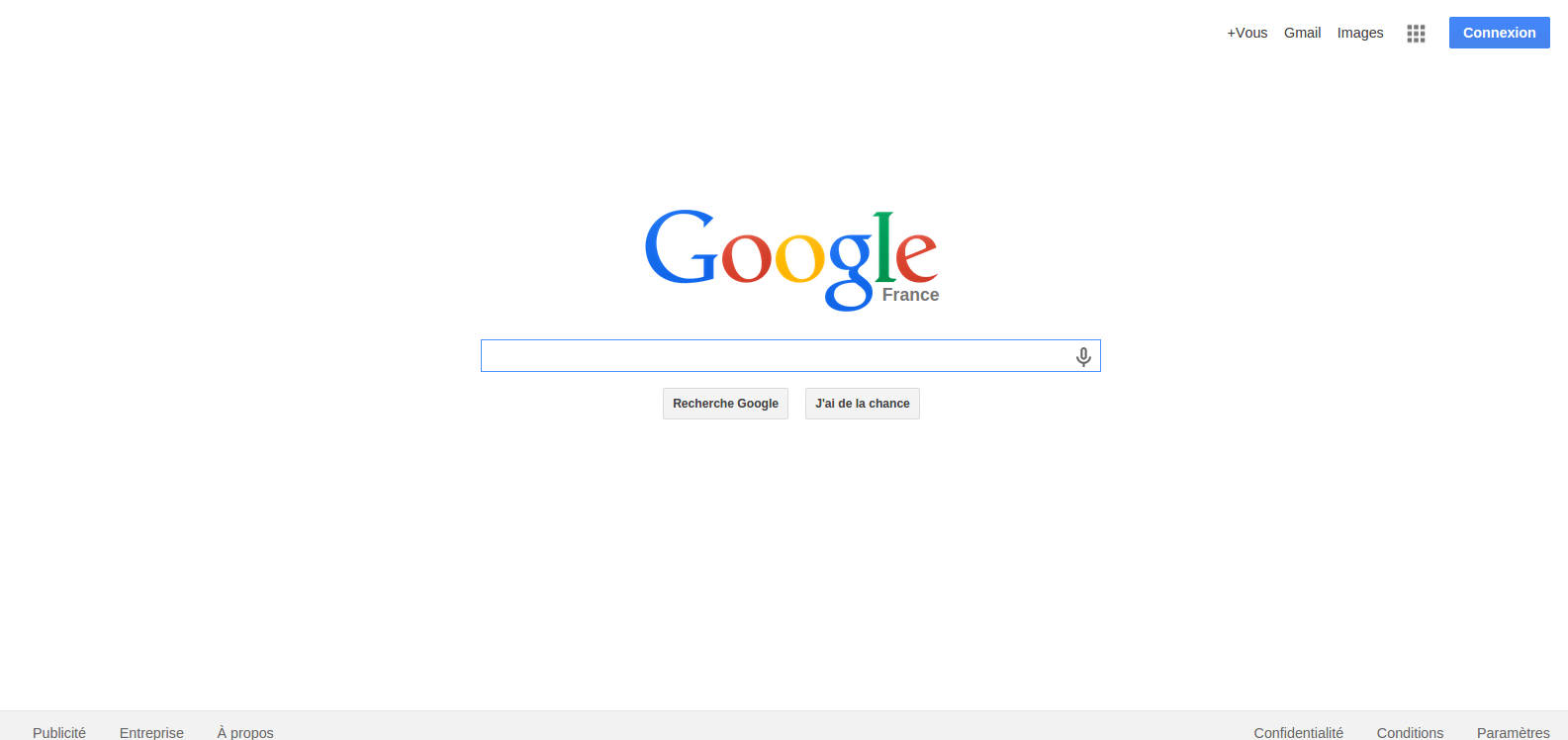 Capture d'écran de l'accueil Google