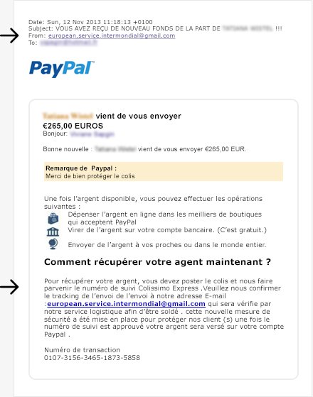 Email frauduleux de paypal