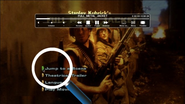 Vue sur le DVD, 4. Je peux aller directement à un chapitre du film en cliquant sur "Jump to a Scene".
