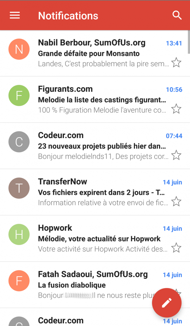 messagerie notifications