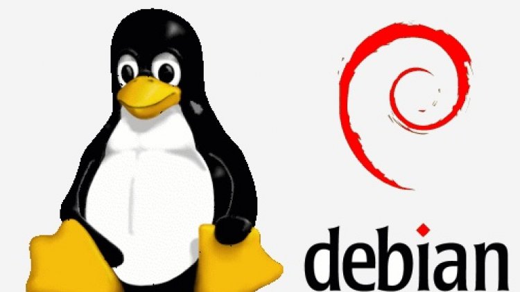 Linux debian logo and Tux penguin